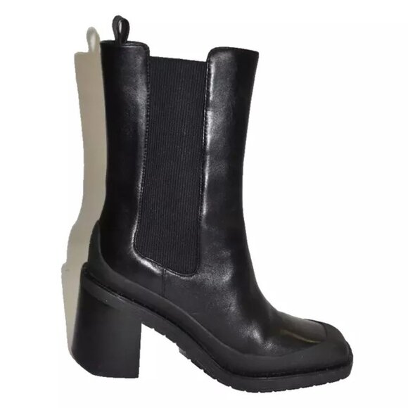 New! Tory Burch Expedition Leather 8 M Chelsea Black Boots DD417 - Picture 4 of 7